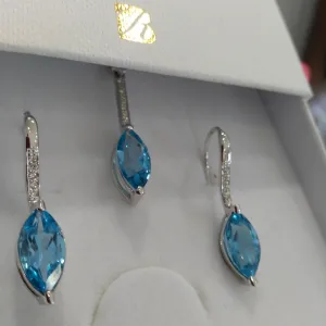 Blink-Blink Nadčasové diamantové náušnice z bieleho zlata s Topásom3438BToG