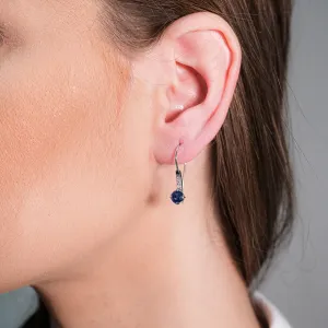 Blink-Blink Očarujúce diamantové náušnice z bieleho zlata so Zafírom3436BZG