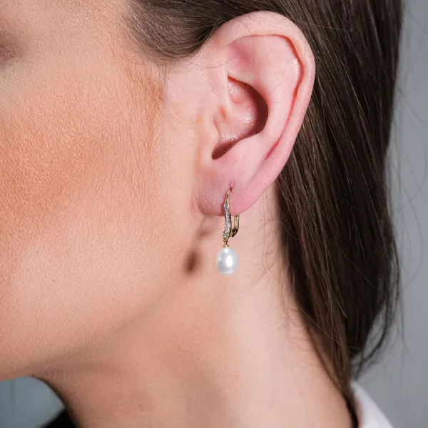 Blink-Blink Luxusné diamantové náušnice z bieleho zlata s Perlou3266BPA