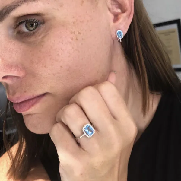 Blink-Blink Elegantné diamantové náušnice z bieleho zlata s Topásom3356BTG