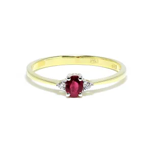 Blink-Blink Jemný prsteň s Rubínom a diamantmi po stranách2224ZRG