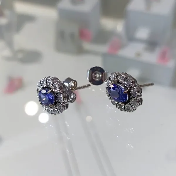 Blink-Blink Napichovacie diamantové náušnice s Tanzanitom3178BDTaG