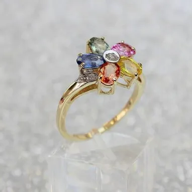 Blink-Blink Prsteň s farebnými Zafírmi a diamantami2241ZZaG