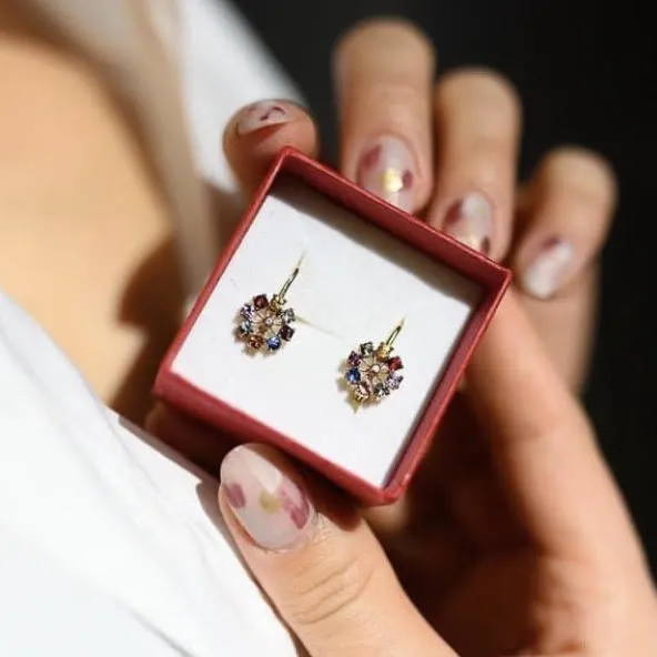 Blink-Blink Zlaté náušnice s farebnými Zafírmi a diamantami3378ZZaDG