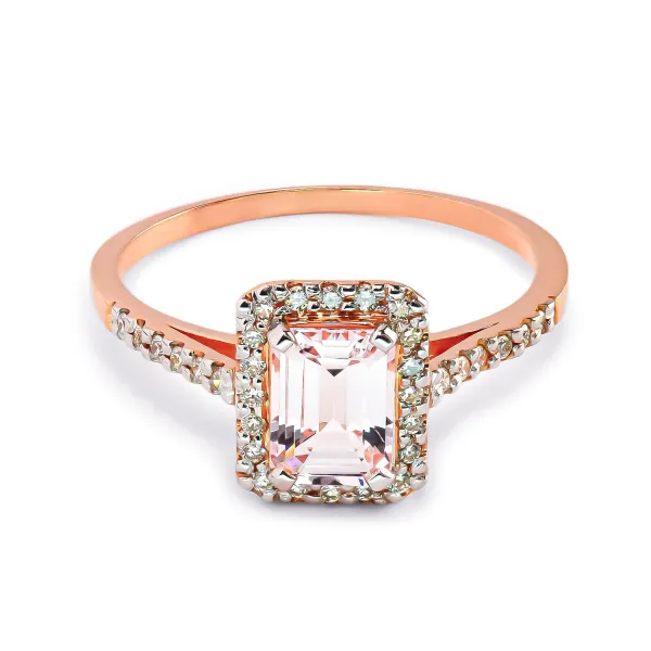 Blink-Blink Luxusný prsteň s diamantami a veľkým Morganitom2291RMoG