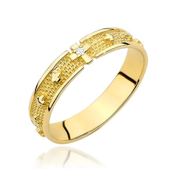 Blink-Blink Zlatý prsteň RUŽENEC s diamantom 0.009 ct1692BDB