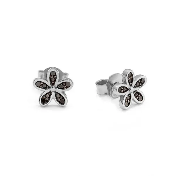 Blink-Blink Napichovacie náušnice kvietok s čiernymi diamantami 0.15 ct3103ZcDG