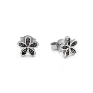 Blink-Blink Napichovacie náušnice kvietok s čiernymi diamantami 0.15 ct3103ZcDG