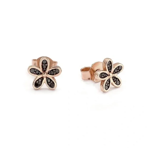 Blink-Blink Napichovacie náušnice kvietok s čiernymi diamantami 0.15 ct3103ZcDG