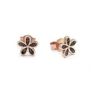 Blink-Blink Napichovacie náušnice kvietok s čiernymi diamantami 0.15 ct3103ZcDG