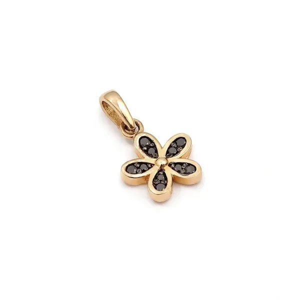 Blink-Blink Napichovacie náušnice kvietok s čiernymi diamantami 0.15 ct3103ZcDG