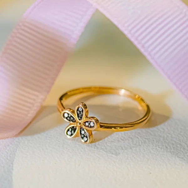 Blink-Blink Prívesok KVIETOK s čiernymi diamantami z ružového zlata 0.08 ct4086RciDG