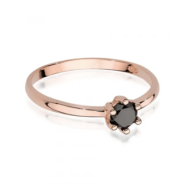 Blink-Blink Prsteň z ružového zlata s čiernym diamantom 0.30 ct1682RDB
