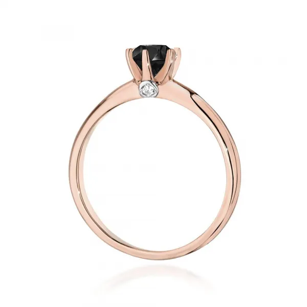 Blink-Blink Zásnubný prsteň z ružového zlata s centrálnym Čiernym Diamantom a bočnými diamantami2326RcDDB