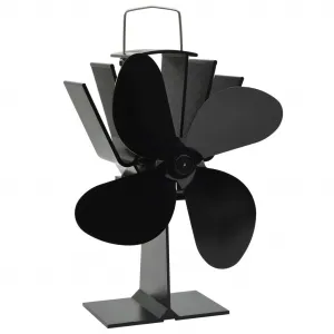 vidaXL Teplom poháňaný ventilátor na krb so 4 lopatkami čierny