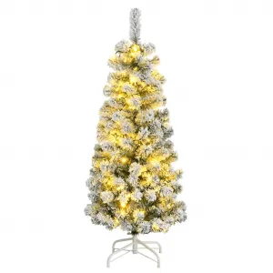vidaXL Umelý výklopný vianočný stromček 150 LED a vločky snehu 150 cm