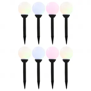 vidaXL Vonkajšie solárne lampy 8 ks 15 cm LED guľové RGB