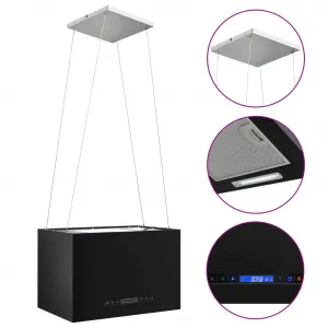 vidaXL Závesný ostrovný digestor s dotykovým senzorom LCD 55 cm práškovaná oceľ