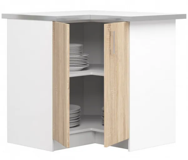 Ak furniture Kuchynská rohová skrinka Artus S90/90N s pultom Lima biela/dub sonoma
