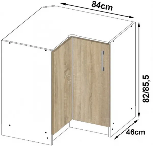 Ak furniture Kuchynská rohová skrinka Artus S90/90N s pultom Lima biela/dub sonoma