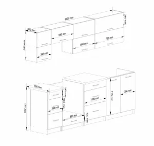 Ak furniture Kuchynská linka Olivie G2 2,4 m biela