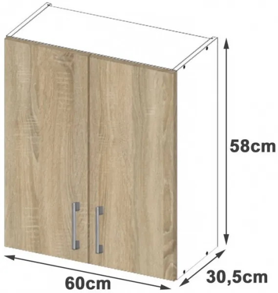Ak furniture Kuchynská závesná skrinka Š 60 cm D2 Artus biela/sonoma