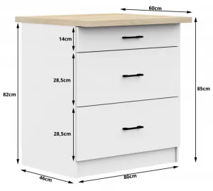Ak furniture Kuchynská skrinka Olivia S 80 cm 3S biela
