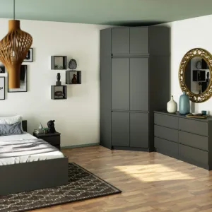 Ak furniture Rohová šatní skříň CLP 100 cm 6D grafitově šedá