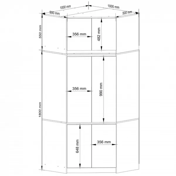 Ak furniture Rohová šatní skříň CLP 100 cm 6D dub artisan