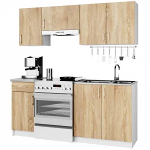 Ak furniture Kuchynská linka Lima 1,8 m biela/dub sonoma