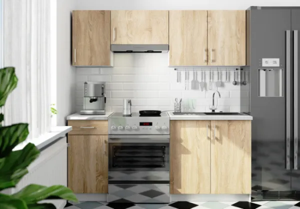 Ak furniture Kuchynská linka Lima 1,8 m biela/dub sonoma