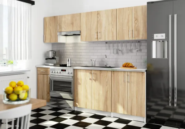 Ak furniture Kuchynská linka Lima 2,4 m biela/dub sonoma