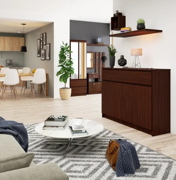 Ak furniture Komoda Karolína 140 cm 3 skrinky a 3 zásuvky wenge