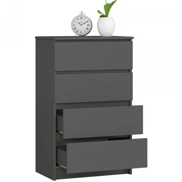 Ak furniture Komoda Kuba 60 cm - 4 šuplíky grafit