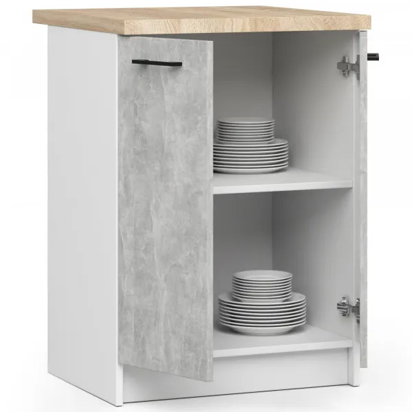 Ak furniture Kuchynská skrinka Olivie S 60 cm 2D biela/betón/dub sonoma