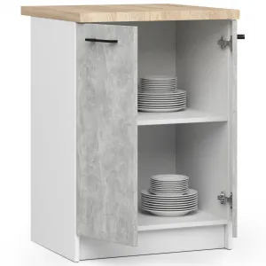 Ak furniture Kuchynská skrinka Olivie S 60 cm 2D biela/betón/dub sonoma