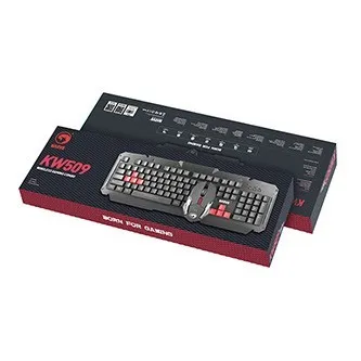 Marvo KW509 KW509 CZ/SK, klávesnice s optickou myší, CZ/Sk, herní sada, membránová typ bezdrátová, černá