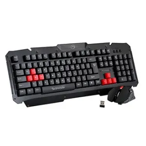 Marvo KW509 KW509 CZ/SK, klávesnice s optickou myší, CZ/Sk, herní sada, membránová typ bezdrátová, černá