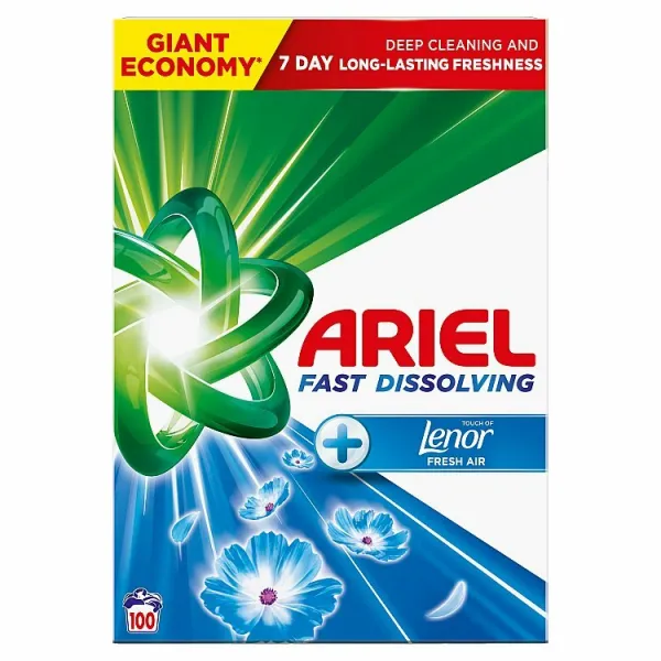 Ariel + Touch of Lenor Fresh Air Prášok na pranie 5.5kg, 100 praní