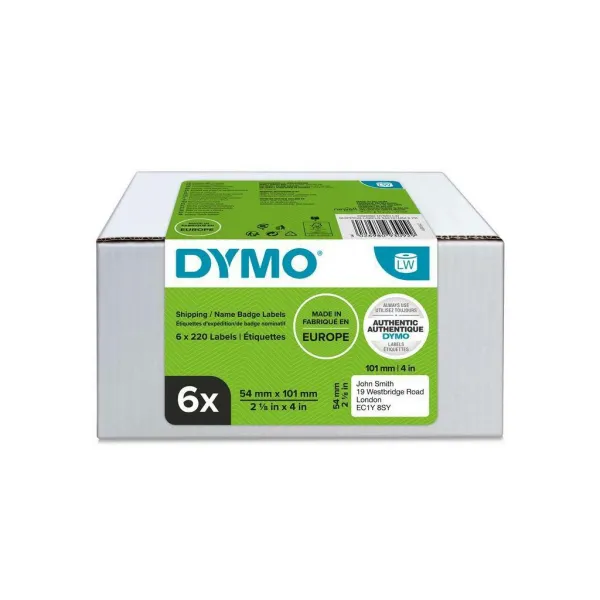 Dymo papierové štítky 101mm x 54mm, biele, pre prepravu, 6 x 220 ks, 2093092, 6 roliek v balení, cena za balenie 2093092