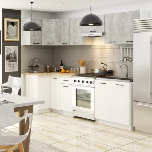Ak furniture Kuchyňská linka Olivie 3 m beton/bílá/dub sonoma