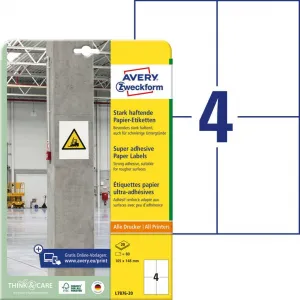 Avery Zweckform Etikety univerzálne 105x148mm Avery A4, silne lepivé 20 hárkov