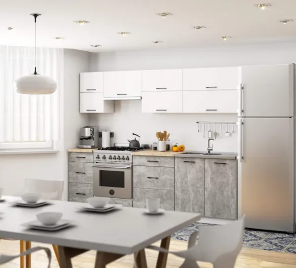 Ak furniture Kuchyňská linka Olivie G2 2,4 m bílá/beton/dub sonoma