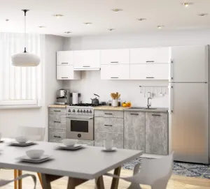 Ak furniture Kuchyňská linka Olivie G2 2,4 m bílá/beton/dub sonoma