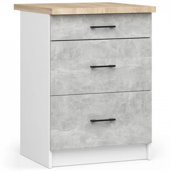 Ak furniture Kuchyňská linka Olivie G2 2,4 m bílá/beton/dub sonoma