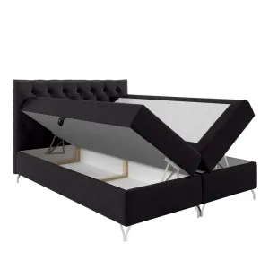 Boxspringová posteľ, 140x200, čierna látka Velvet, GULIETTE + darček