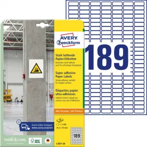 Avery Zweckform Etikety univerzálne 25,4x10mm Avery A4, silne lepivé 20 hárkov