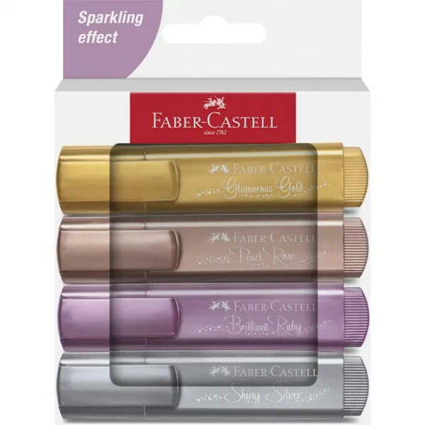 Faber-Castell Zvýrazňovač Metallic 1546/4 strieborná, zlatá, rubínová, zlatohnedá