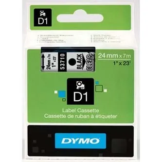 Dymo originál páska do tlačiarne štítkov, Dymo, 53710, S0720920, čierny tlač/priehľadný podklad, 7m, 24mm, D1 53710