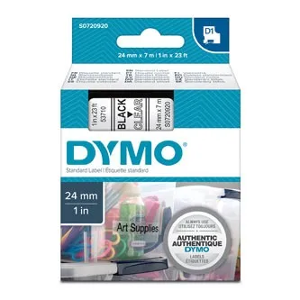 Dymo originál páska do tlačiarne štítkov, Dymo, 53710, S0720920, čierny tlač/priehľadný podklad, 7m, 24mm, D1 53710